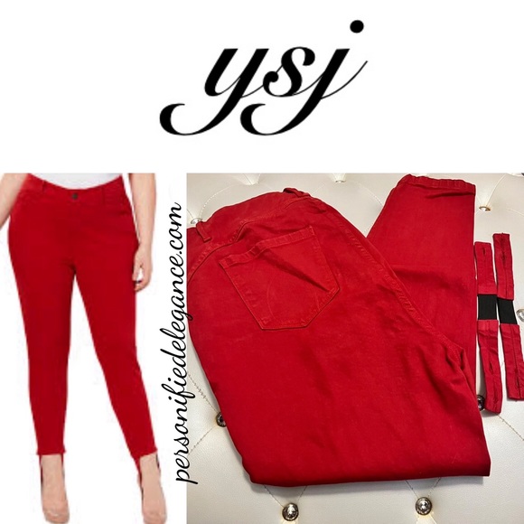 ysj Denim - YSJ Queen Collection Red Ankle Skinny Jeans Plus Size 16W